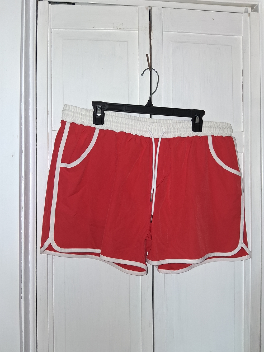 Coofandy Women’s Red Athletic Shorts with White Trim